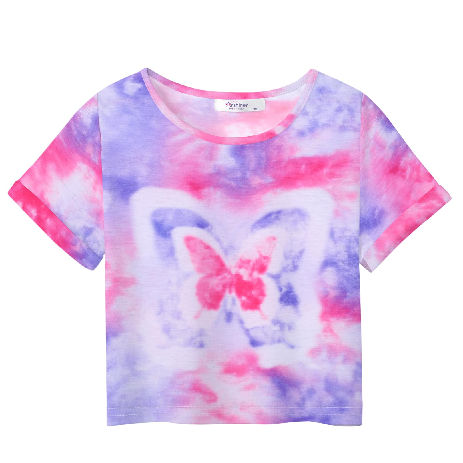 Arshiner Niña Camiseta Tie Dye Cuello Redondo Manga Corta Niños Impreso T-Shirt Elegante Moda Shirt para Niña 5-14 Años
