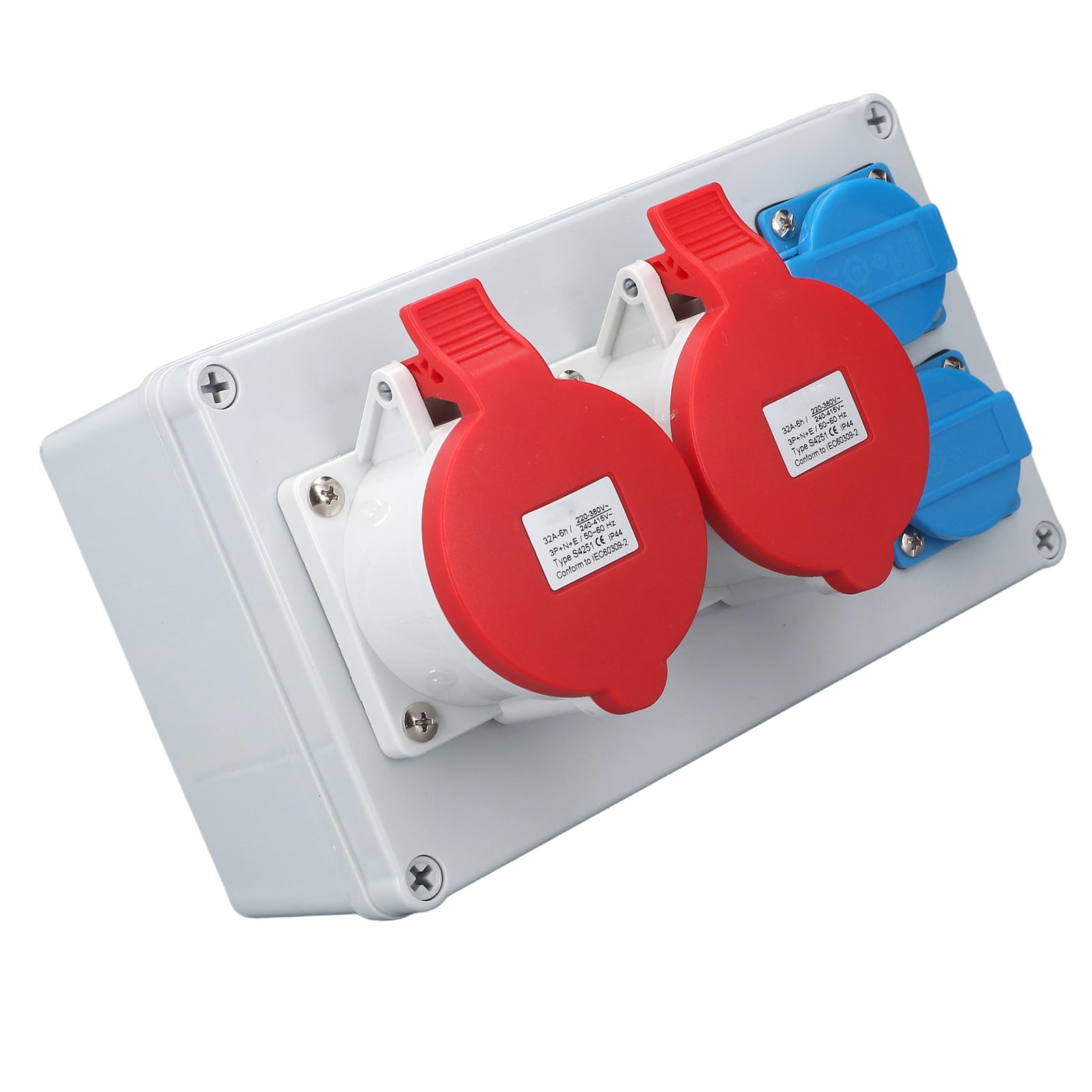 Generic Distributeur de Prise Murale Robuste CEE, étanche IP44, pour Garages, Applications Extérieures, avec 2 Prises AC 250V 16A et 2 Prises 5P 32A