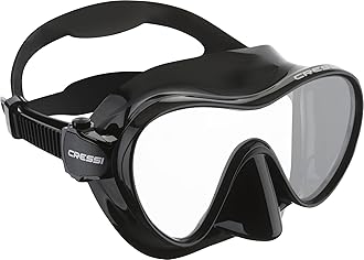F1 - Frameless Diving Mask F1 or Combo Snorkel Mask Set, Adult Unisex - Anti-Fog Glass Lens - Silicone Skirt Comfort