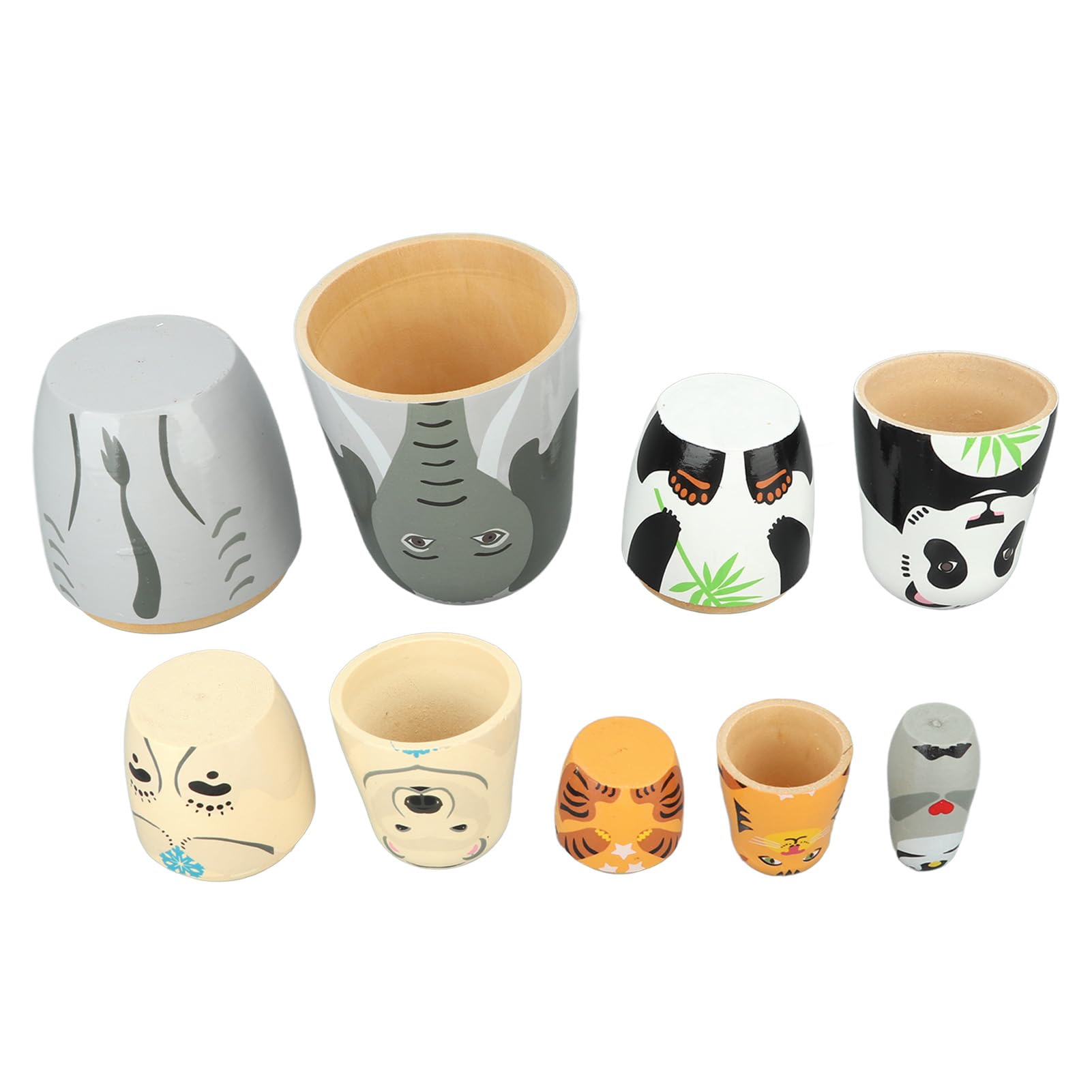 Handcrafted Wooden Animal Nesting Dolls 5 Layer Cute Painted Russian Nesting Dolls Toy for Kids Birthday Gift Home Decoration