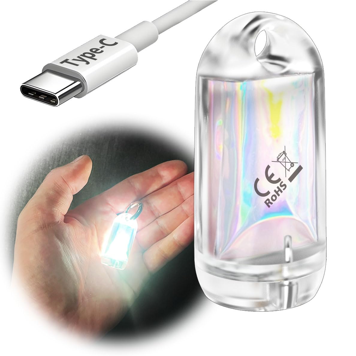 SROOS MINI LED Lantern Torch , Rechargeable Waterproof EDC Keychain Small LED Flashlight for Camping, Portable Magnetic Small Stick Lamp Torch Light (1PCS White) [Energy Class G]