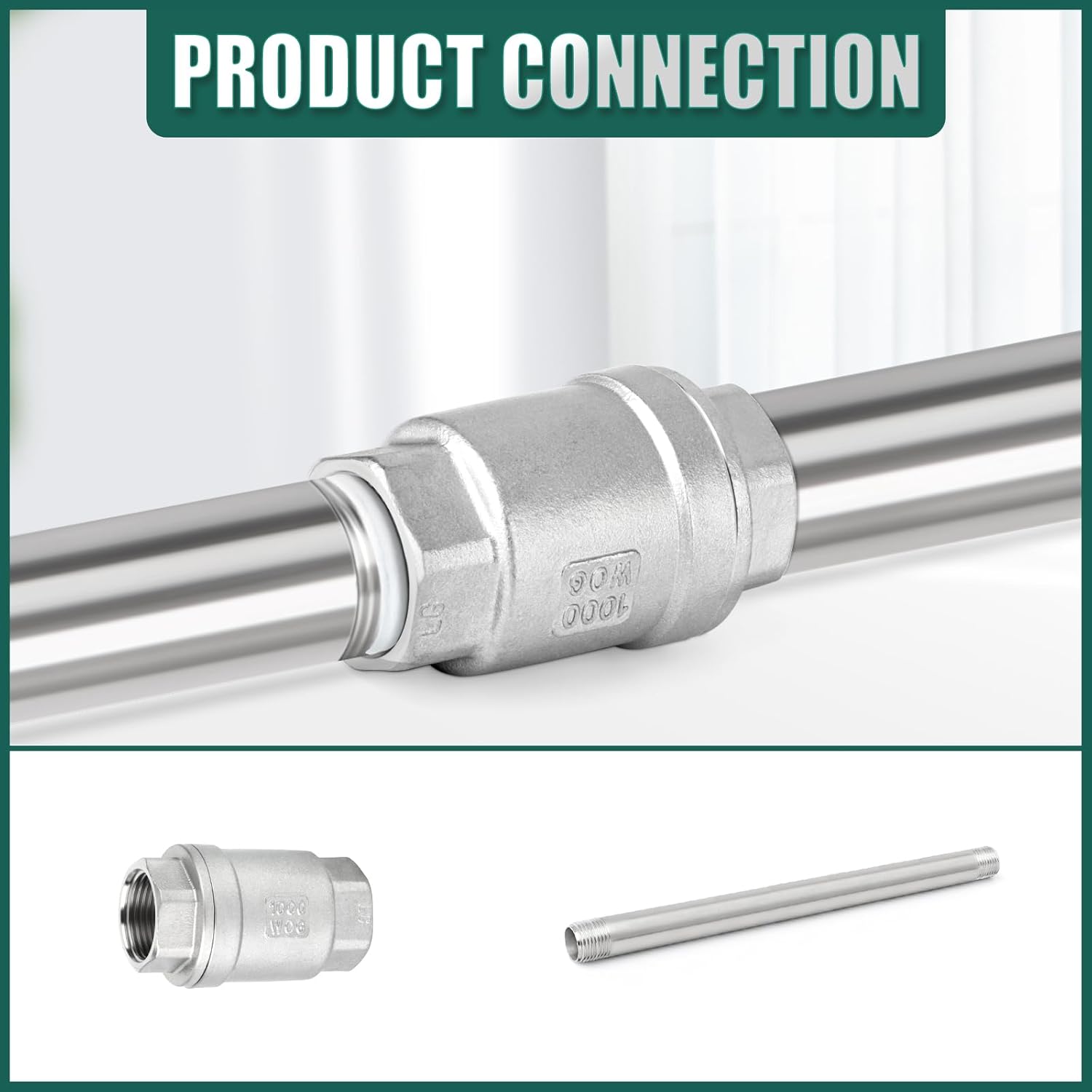 304ステンレススチールパイプ継手2個 2.52cm NPT オス 長さ12インチ ニップルキャストパイプ 水/油/空気/燃料用