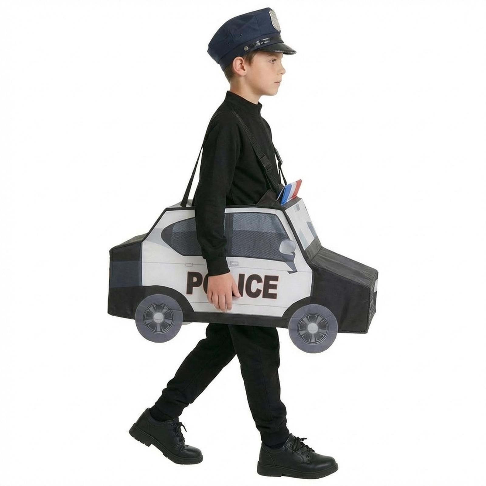 Costume di Halloween per Bambini, Costume da Auto di Carnevale di Halloween con Cappello, Auto della Polizia