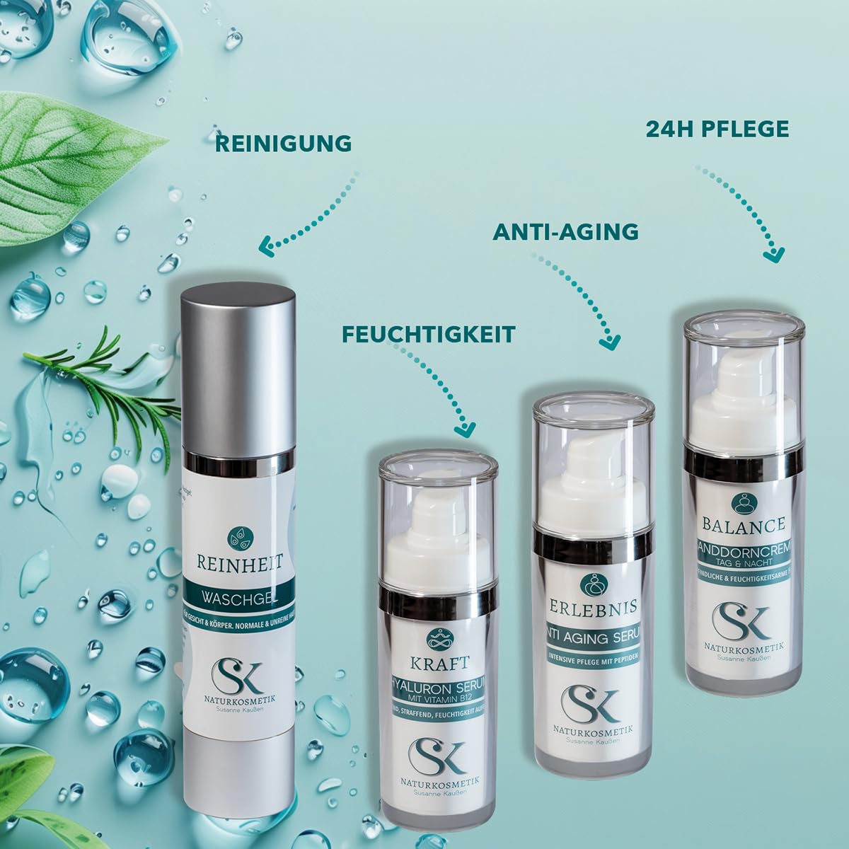 SK Naturkosmetik LEBENSFLUSS Gesichtswasser – mildes Blüten-Hydrolat Tonic für alle Hauttypen | mit Rosenhydrolat, Orangenblütenhydrolat & Honig | Feuchtigkeitsspendend, pH-regulierend
