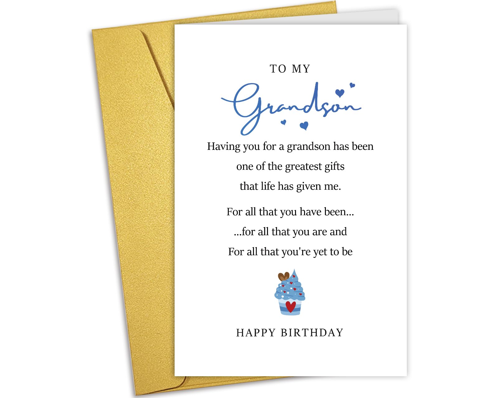 Nchigedy Birthday Card for Grandson, Grandson Poem Birthday Card, Happy Birthday Card for Adult Grandson, Grandson Birthday Card from Grandparents