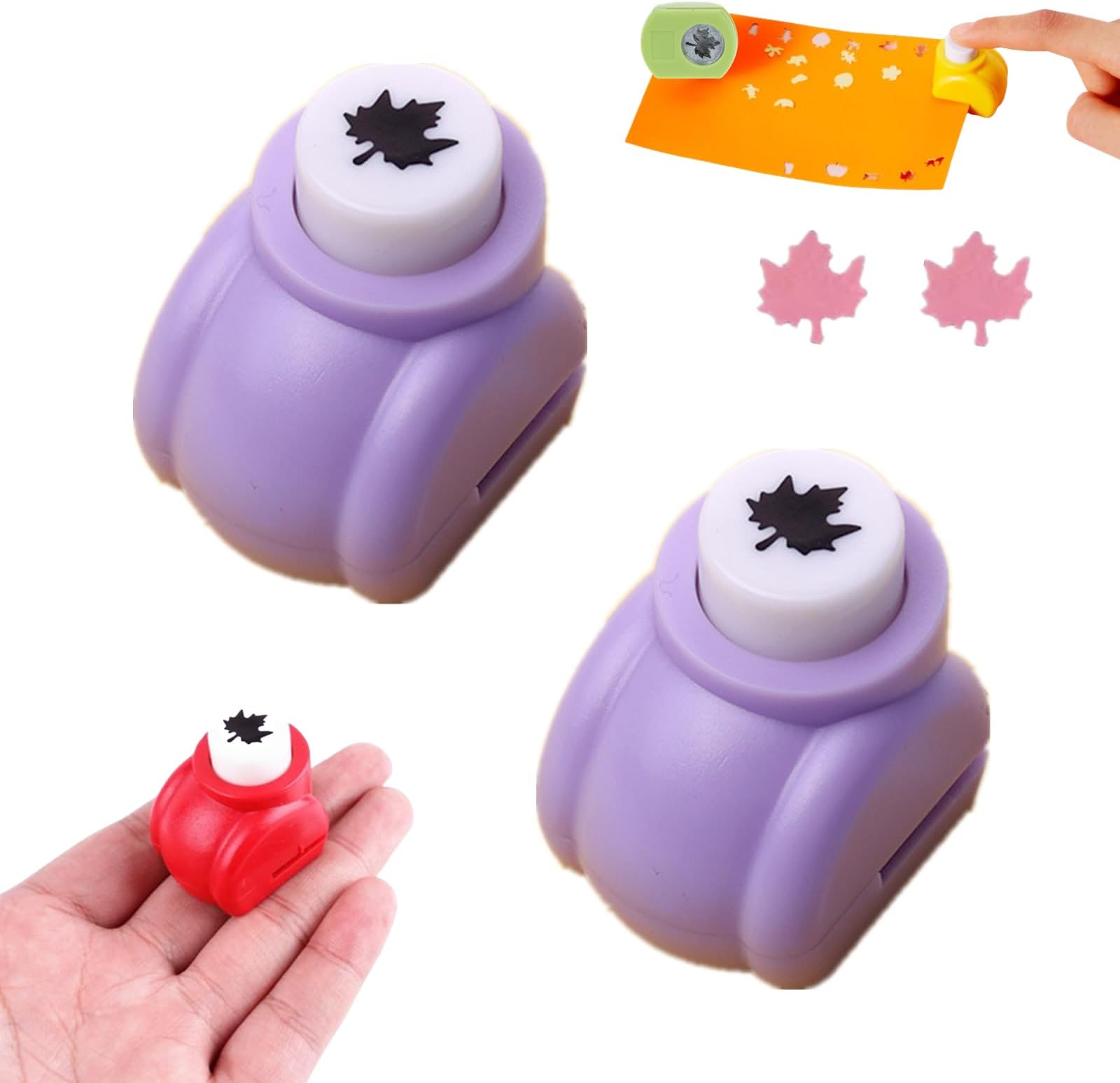 2 Pcs Craft Paper Punch Portable Maple Leaf Design Paper Craft Punch for Card Making ＆ Scrapbooking