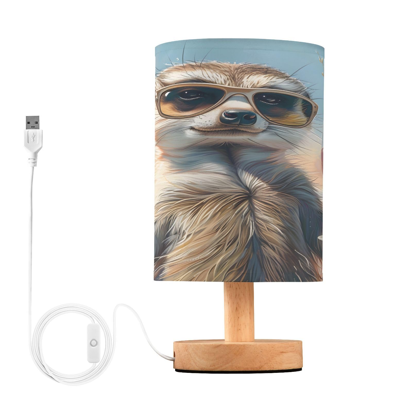 Mnsruu Bedside Table Lamp Meerkat Beach Bedside Lamps LED Light Desk Lamp Fabric Shade Small Lamp for Bedroom Living Room (Bulb Included) — image 1