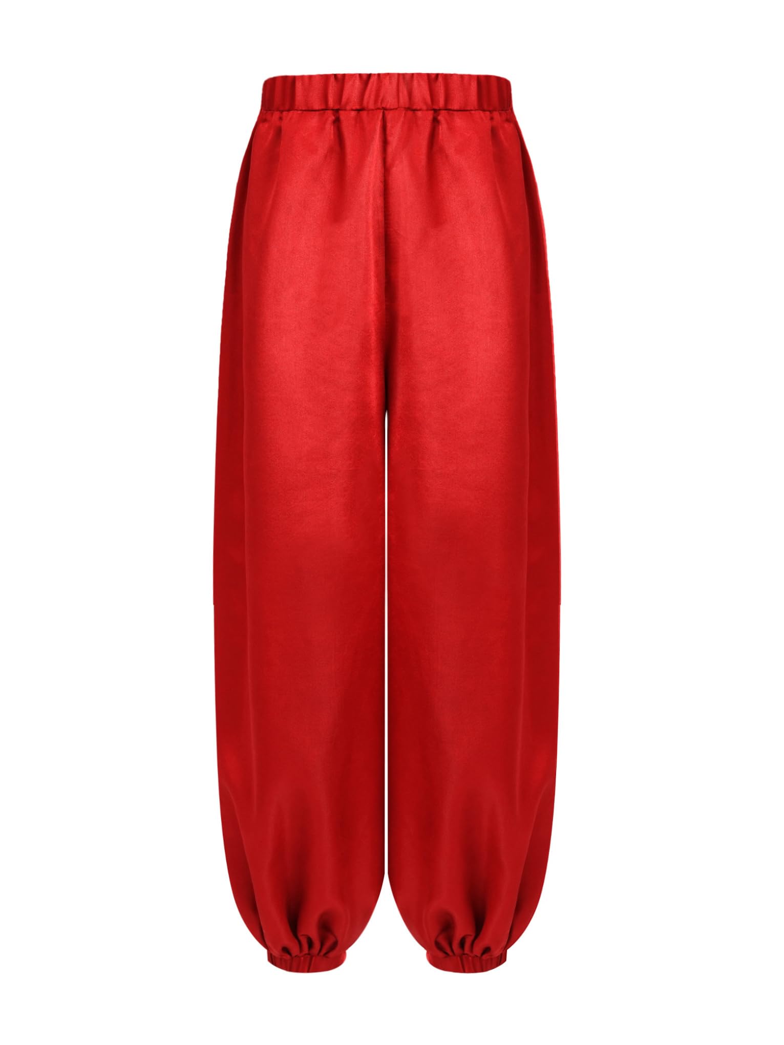 Jan Jean Kids Girls Belly Dance Pants Satin Harem Pants Indian Arabic Trousers Bloomers Loose Solid Color Yoga Pants Red 6 Years