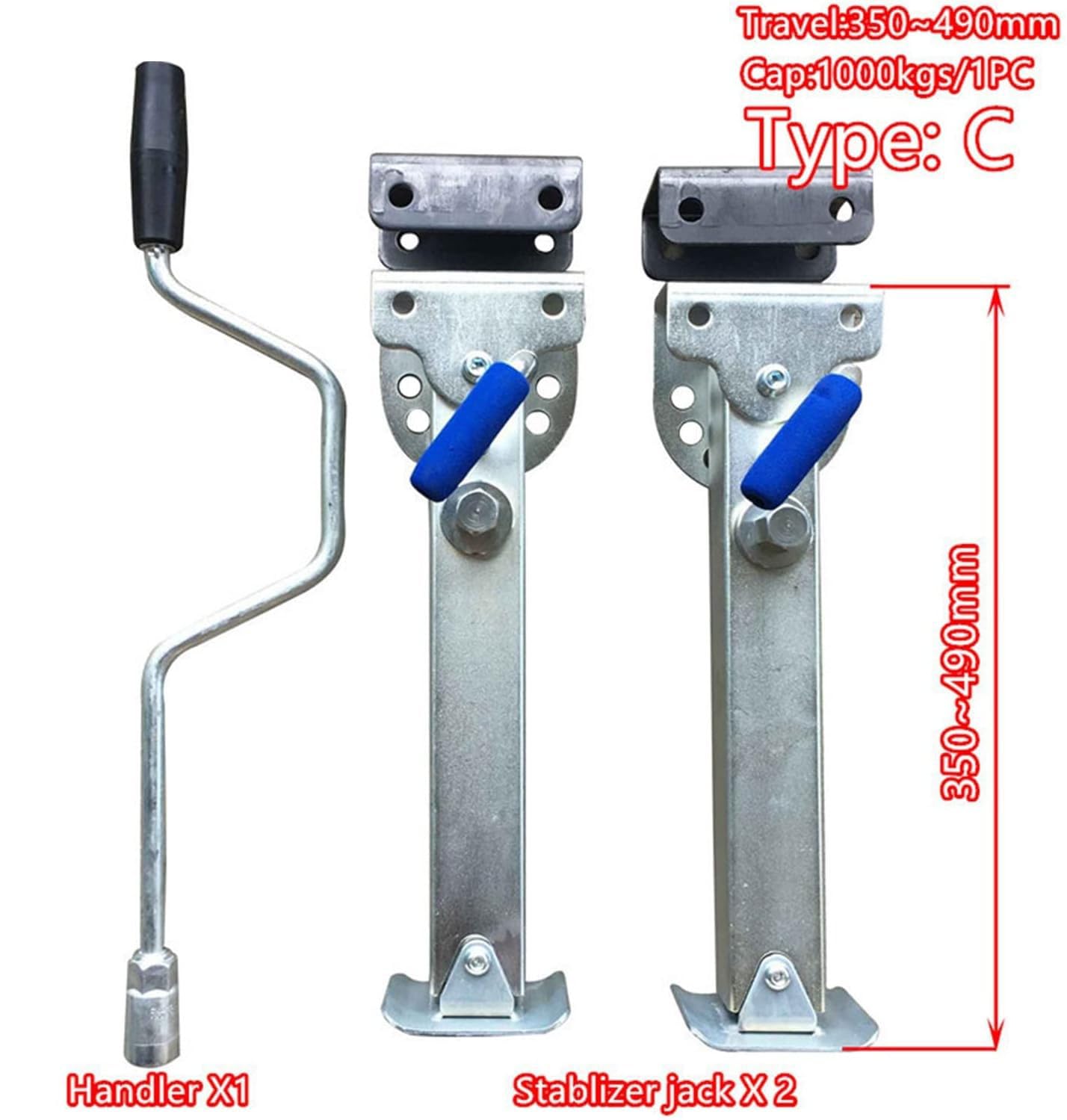 Nogi stabilizatora podnośnika nożycowego do przyczepy kempingowej, stojaki parkingowe, regulowana wysokość 350-490 mm, podparcie narożników do kampera kempingowego