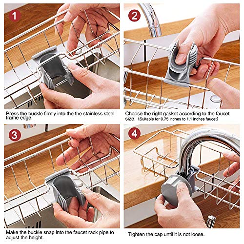 Sink Sponge Holder Kitchen Stainless Steel Sink Caddy Sponge Holder Home Faucet Storage Rack for Kitchen Bathroom Accessories Faucet Hanging Caddy Organizer Large