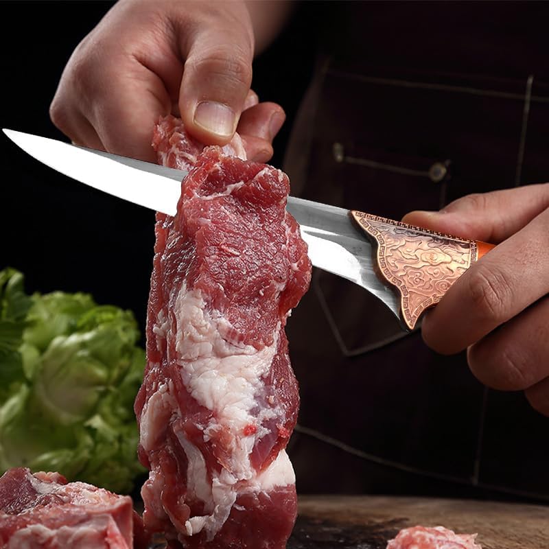 Meat Cleaver,Cleaver Knife Forged Kitchen Boning Knife Meat Cleaver Fish Vegetables Slicing Knife Plastic Handle Butcher Chef Cooking Knives With Cover