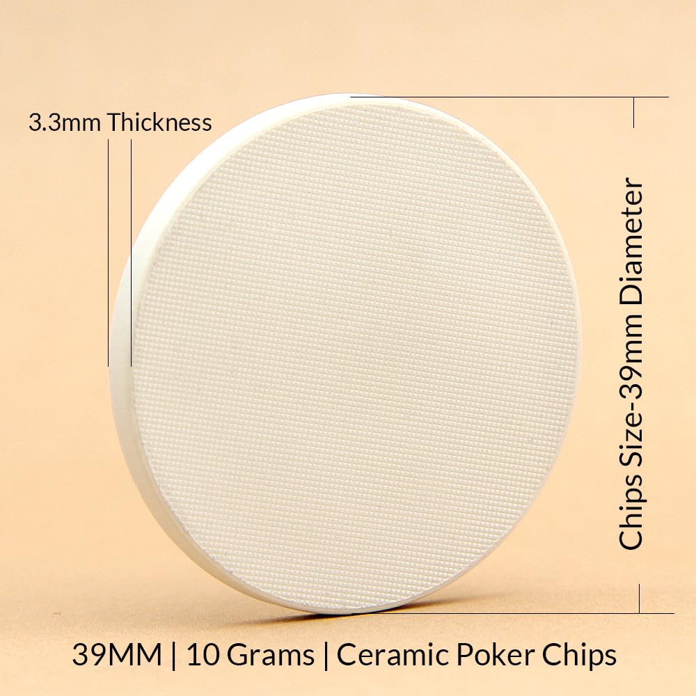 Generic 100 Custom Ceramic Poker Chips - 10 Gram 1.5 in Chips Imprint with Your Own Any Text or Images, White