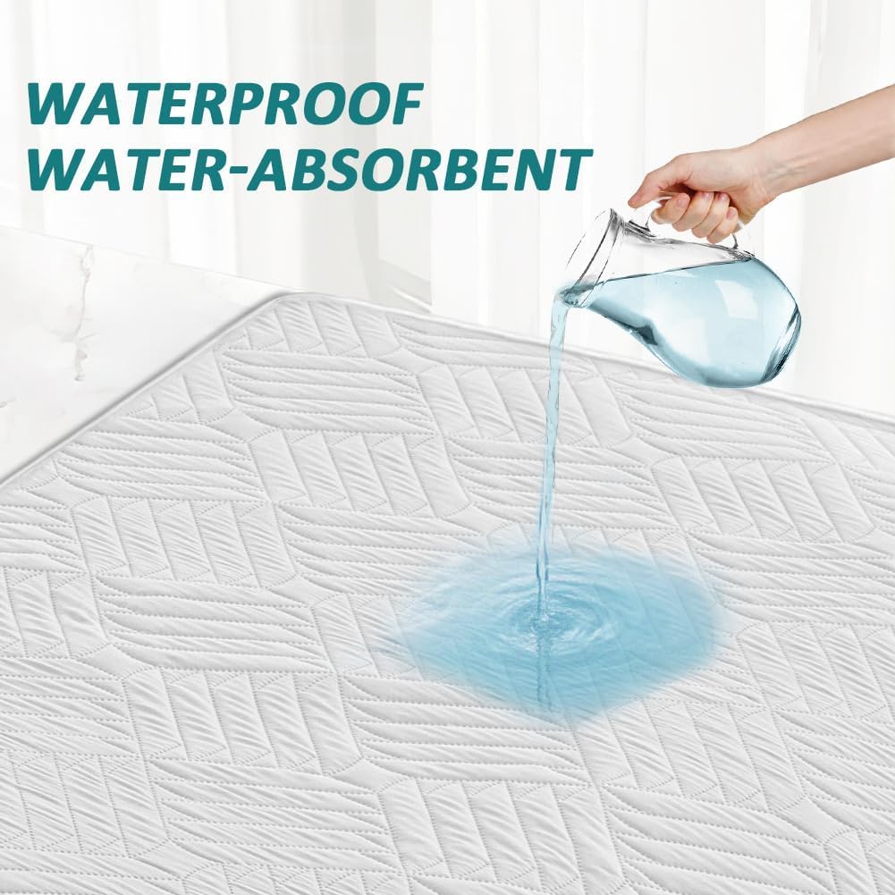 DUJUIKE Assorbente Per Incontinenza Lavabile Con Ali, Coprimaterasso Impermeabile, Lenzuolo Assorbente Riutilizzabile Per Incontinenza E Pipì A Letto, Fondo Antiscivolo (Bianco, 90×135cm)