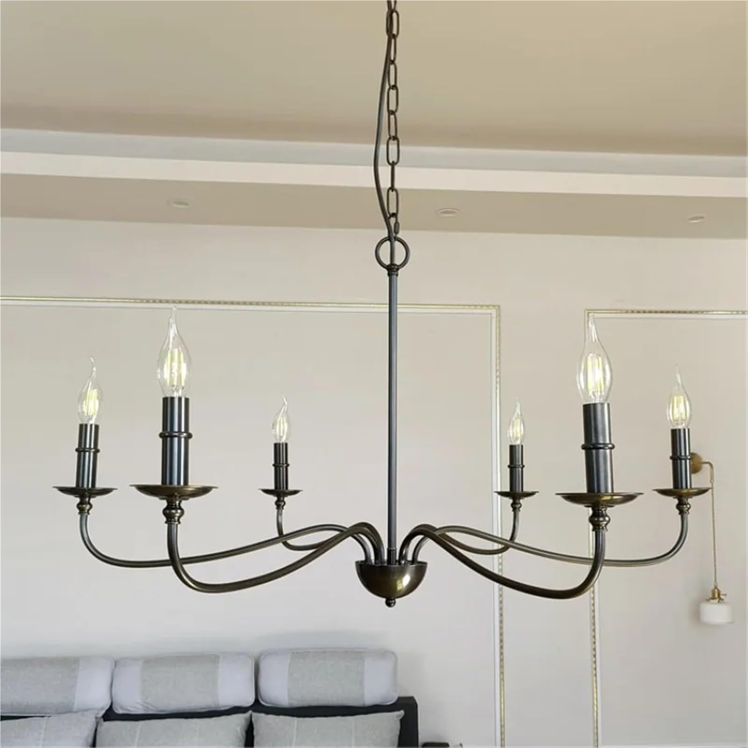 European Retro Industrial Style Candle Style Chandelier for Living Room Bedroom Study Corridor Decoration Hanging Lamps Lighting,luminaire