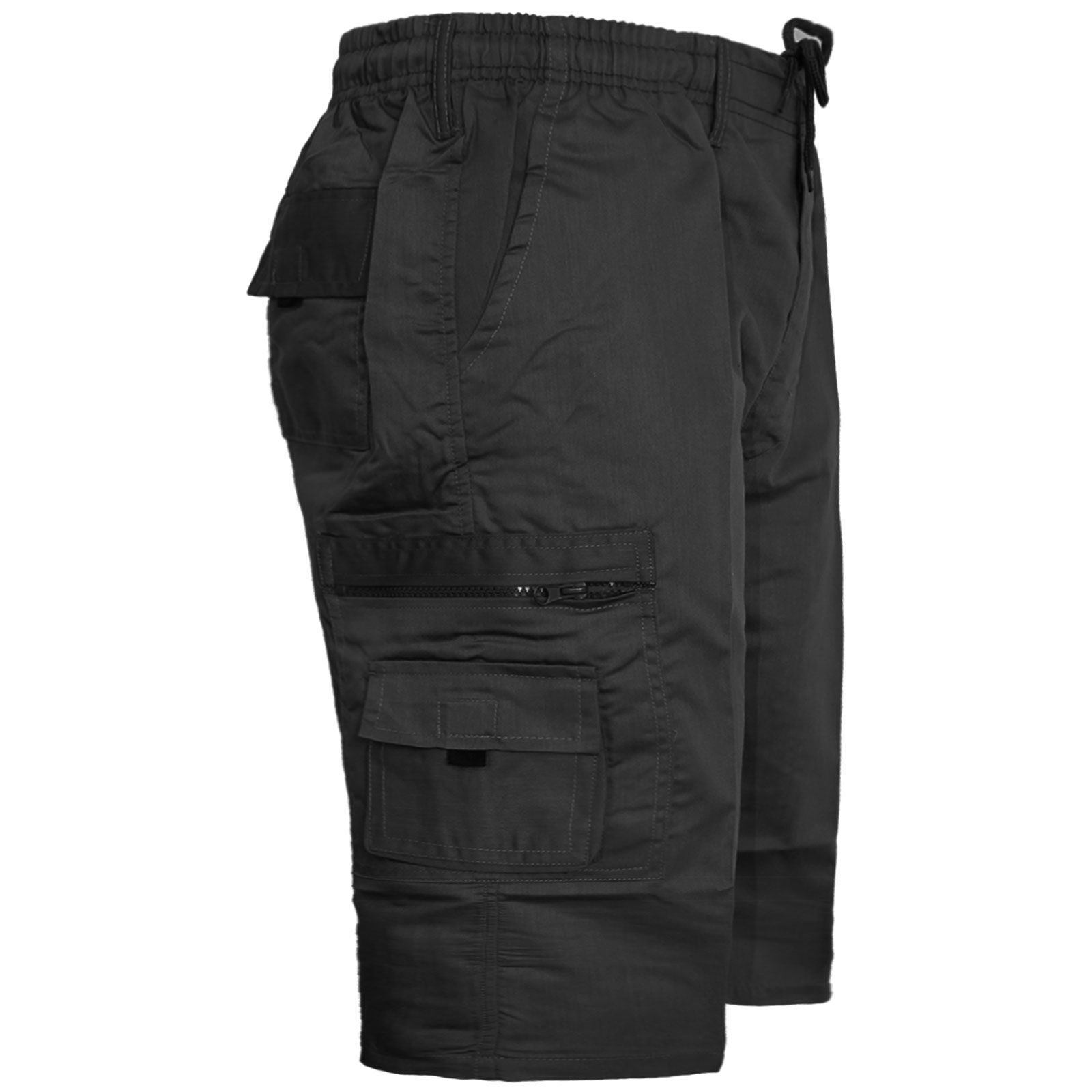 Runway Splash Men's Black - Ma001 Small (Amir) Cargo Combat Plain Shorts Summer Cotton Beach Shorts Pockets Long Sz 30-44[Black ,Xxxxl]