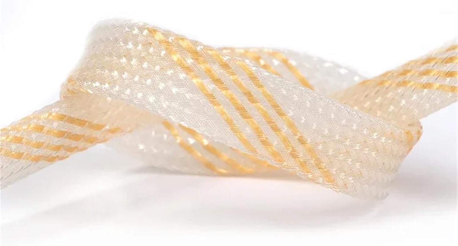 Clear Gold Braid Sleeve High Density Sleeving Cable Wrap Sheath for Electric Cables for Pets, Bite-Resistant Cable(8mm,20 Meters)