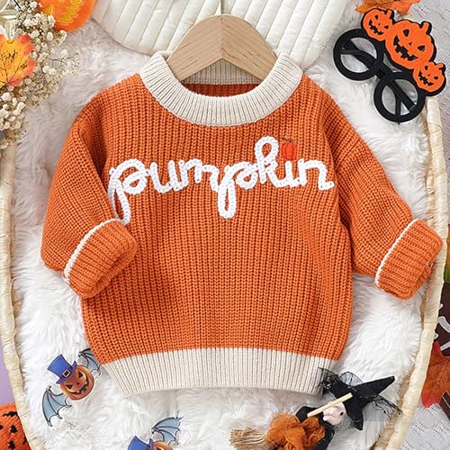 Toddler Boys Girls Halloween Pumpkin Sweater Knitted Crewneck Sweatshirt Fall Festival Pullover Shirt Casual Clothes3