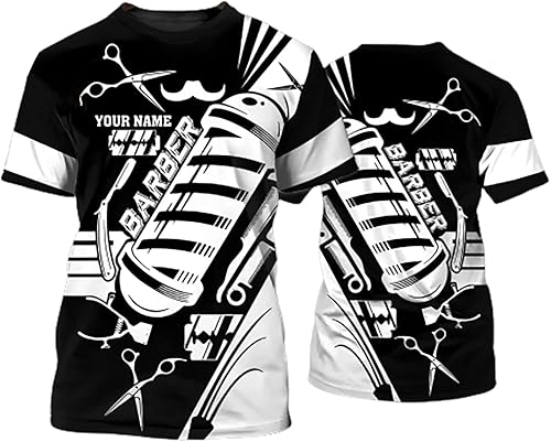 Miniatura 6 de Barber 3D All Over Impreso - Camiseta de barbero divertida, regalo de peluquería - Camiseta de peluquería de cumpleaños 3D, Multi