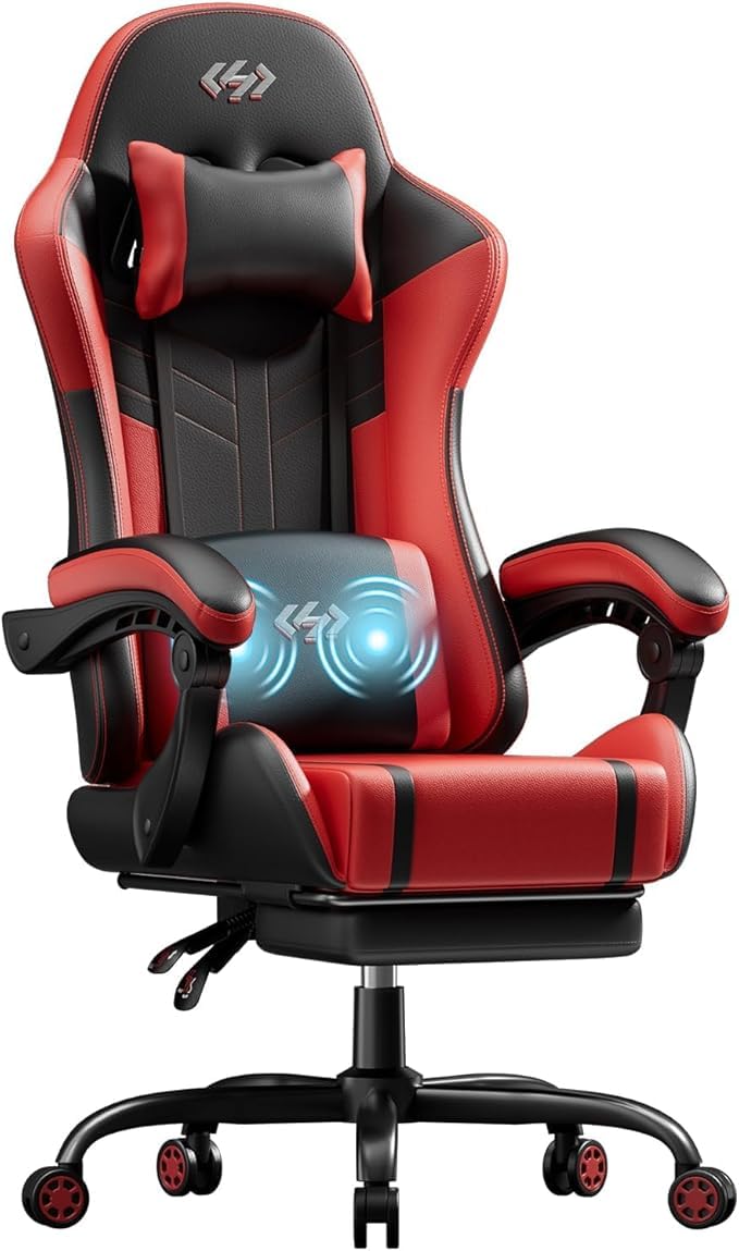 Precision Synergie Massage Gaming Chair, Pocket Spring Cushion, Black Red — image 1