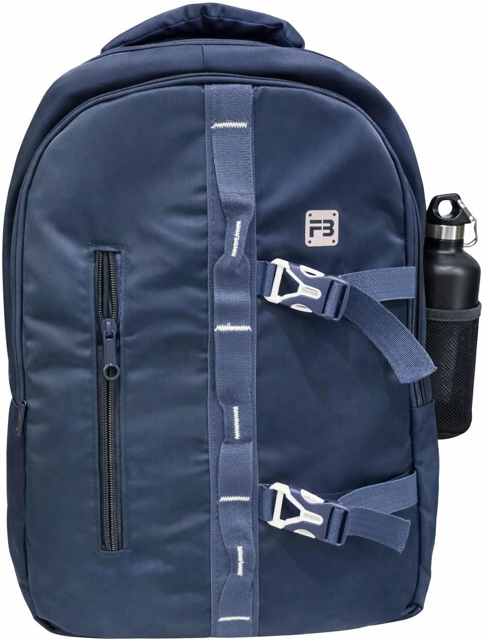 Spytek Navy Blue Backpack with Dual Buckle Straps, Water Bottle Holder, Front Zipper Pocket bag