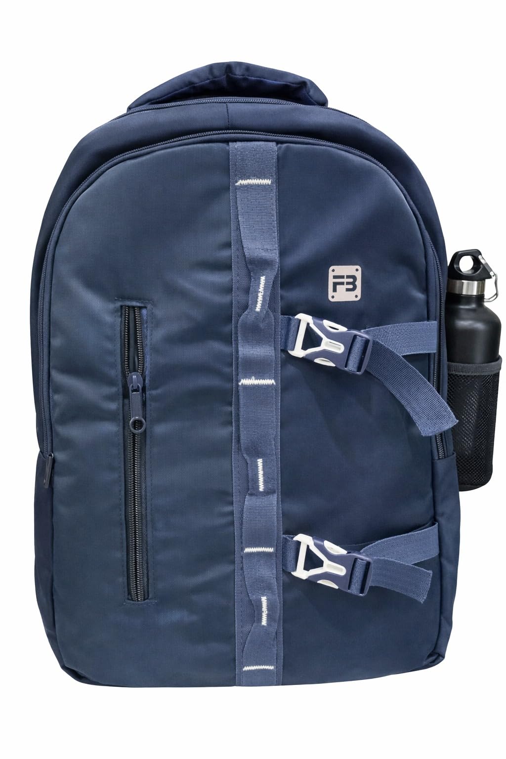 Spytek Navy Blue Backpack with Dual Buckle Straps, Water Bottle Holder, Front Zipper Pocket bag