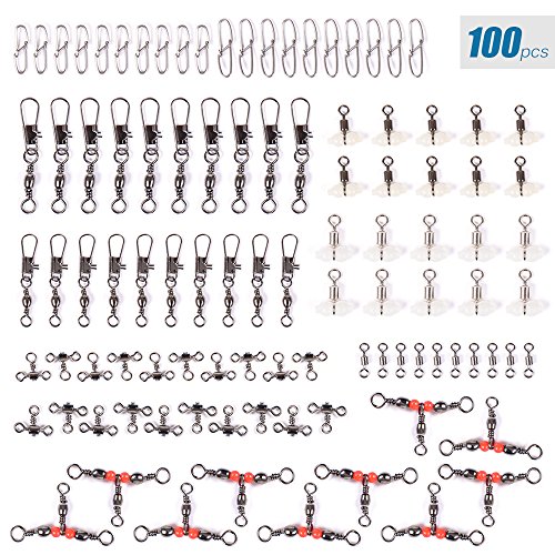 DECDEAL 100PCS / Set Mar Grosso Carp Pike Pesca Barrel giratória com snap Segurança Gancho Conector