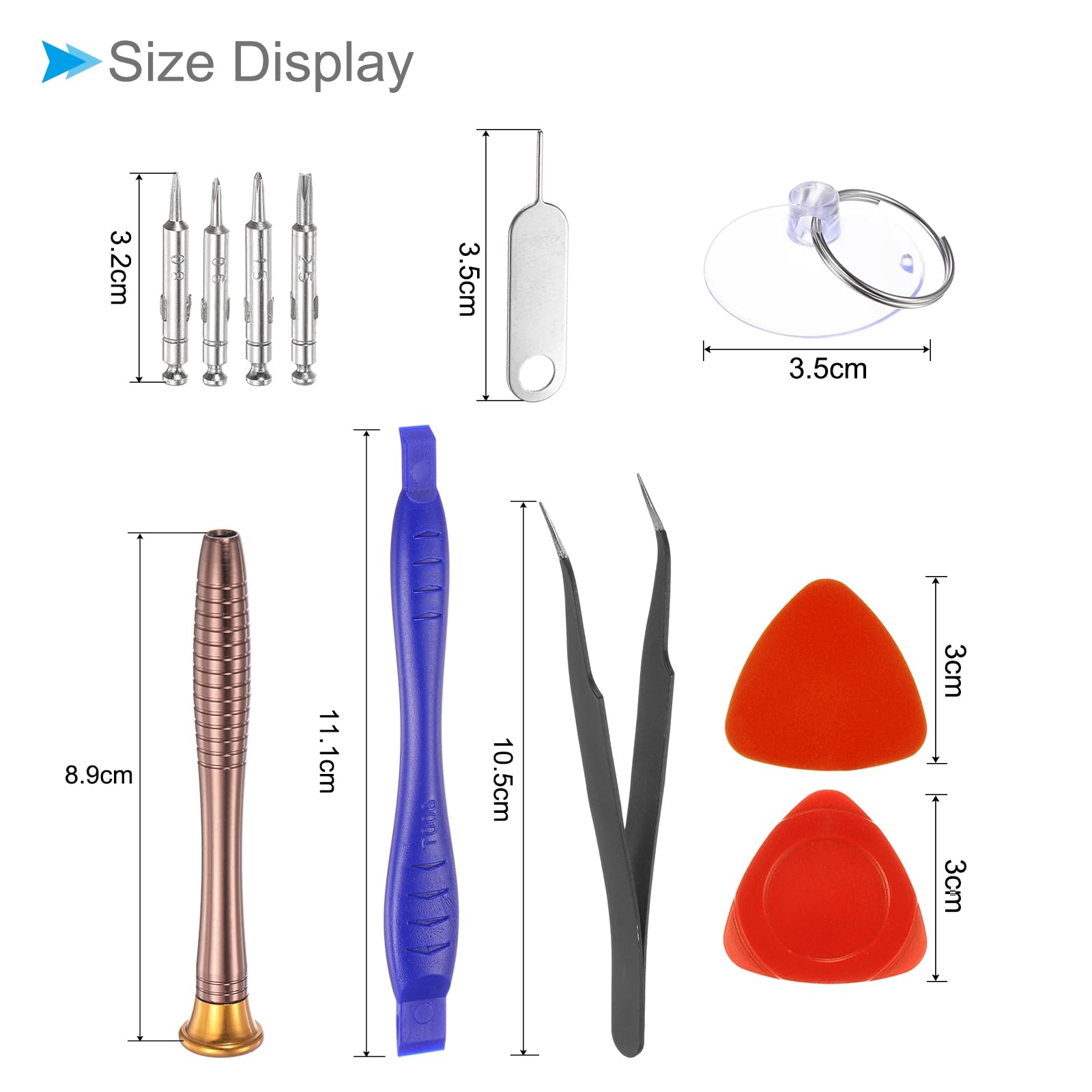 CoCud 8 in 1 Electronics Repair Kit, 8cm Length Screwdriver, Magnetic Multi-bit Screwdriver Opening Pry Tool - Image 2