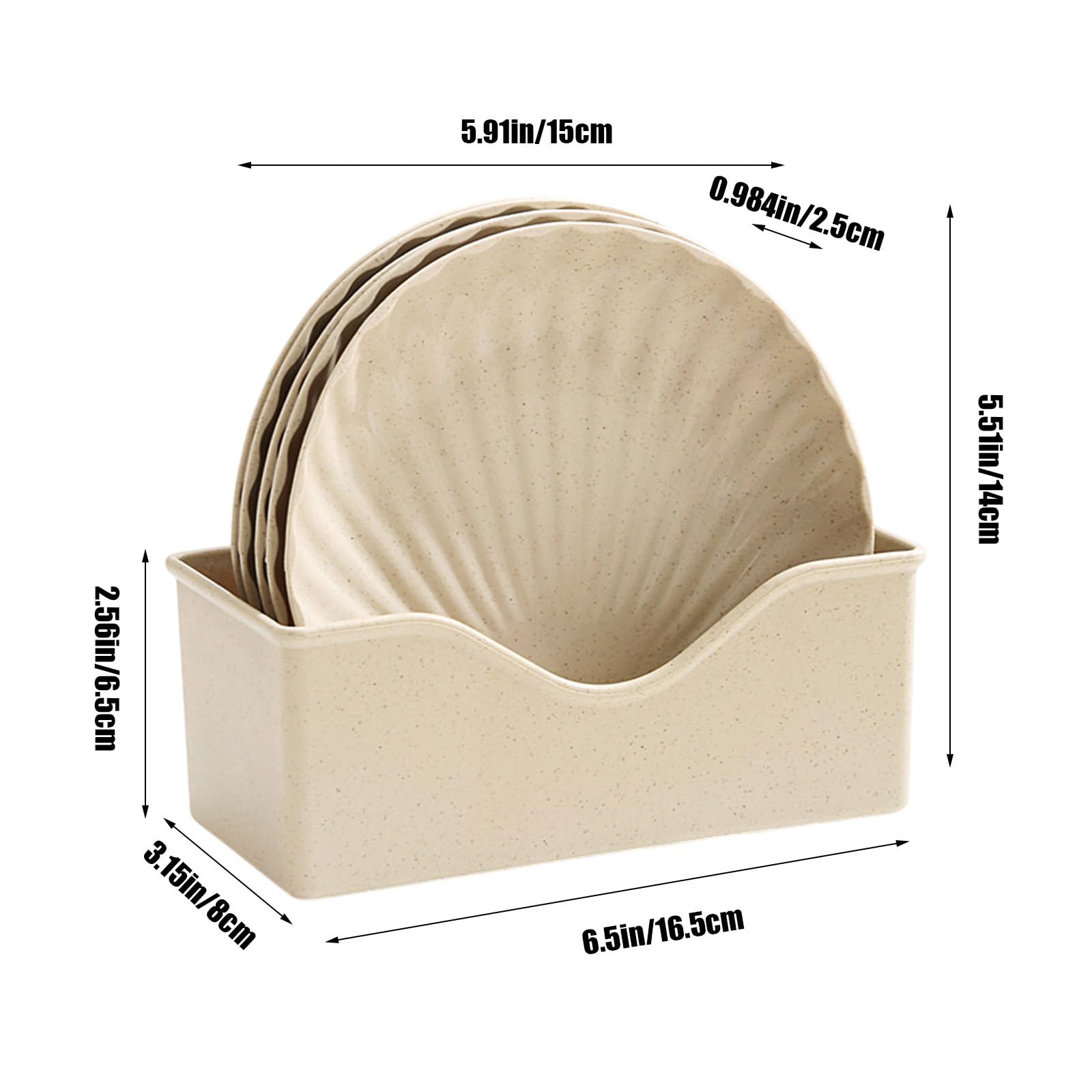 Schalenförmige Speiseteller Set, 5 Stück, Kunststoffgeschirr mit Aufbewahrungsbox zum Servieren von Abendessen, Desserts, Snacks & Nüssen, 15 x 15 x 2,5 cm