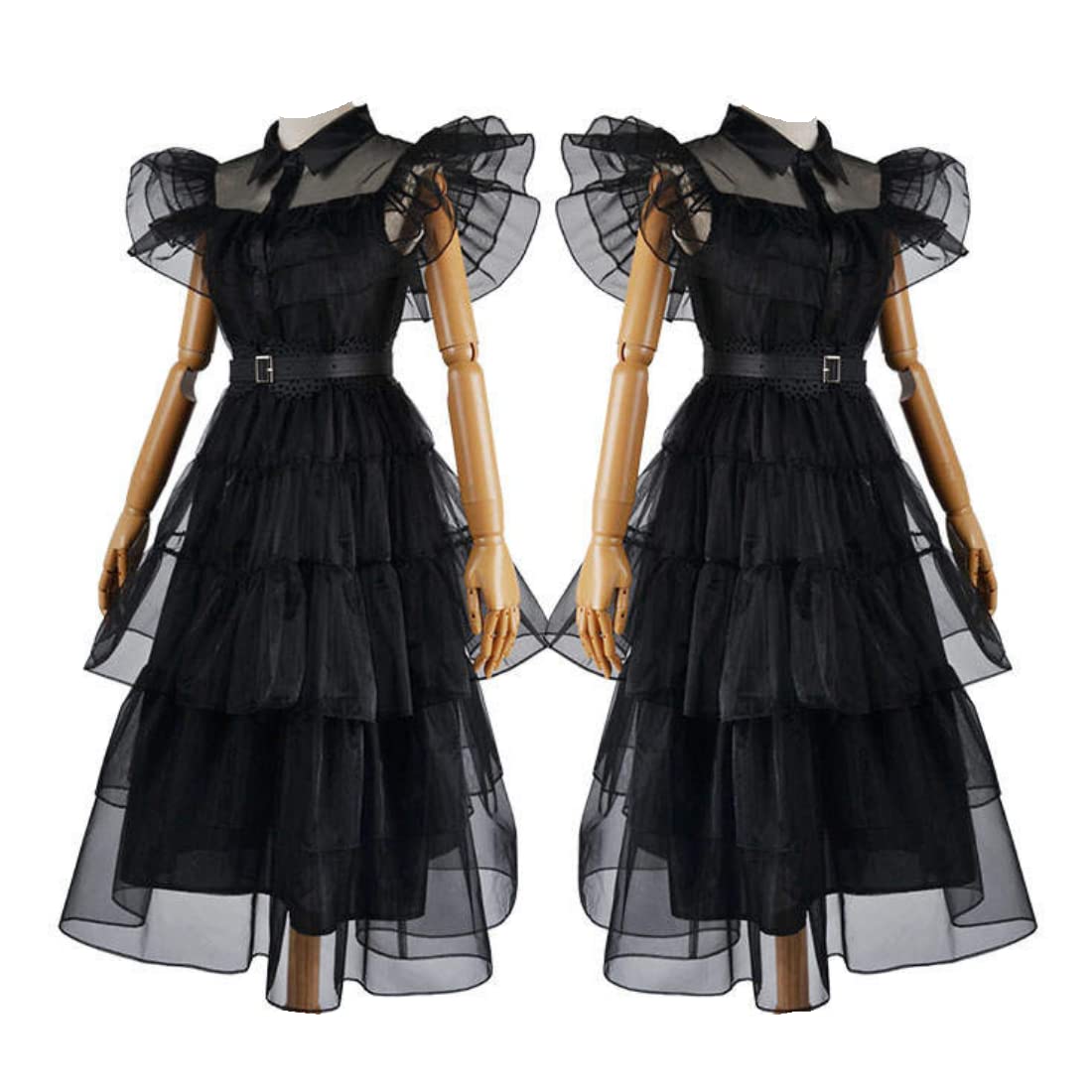 Cosplay Life Wednesday Adams Flattering Stylish Silhouette Black Gothic Dress - Halloween Outfit for Adults