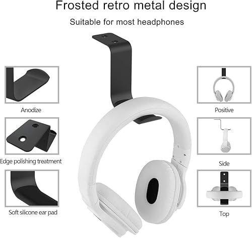 Miniatura 2 de Geekria - Soporte para auriculares de aluminio, soporte para auriculares para juegos (2 unidades), color negro