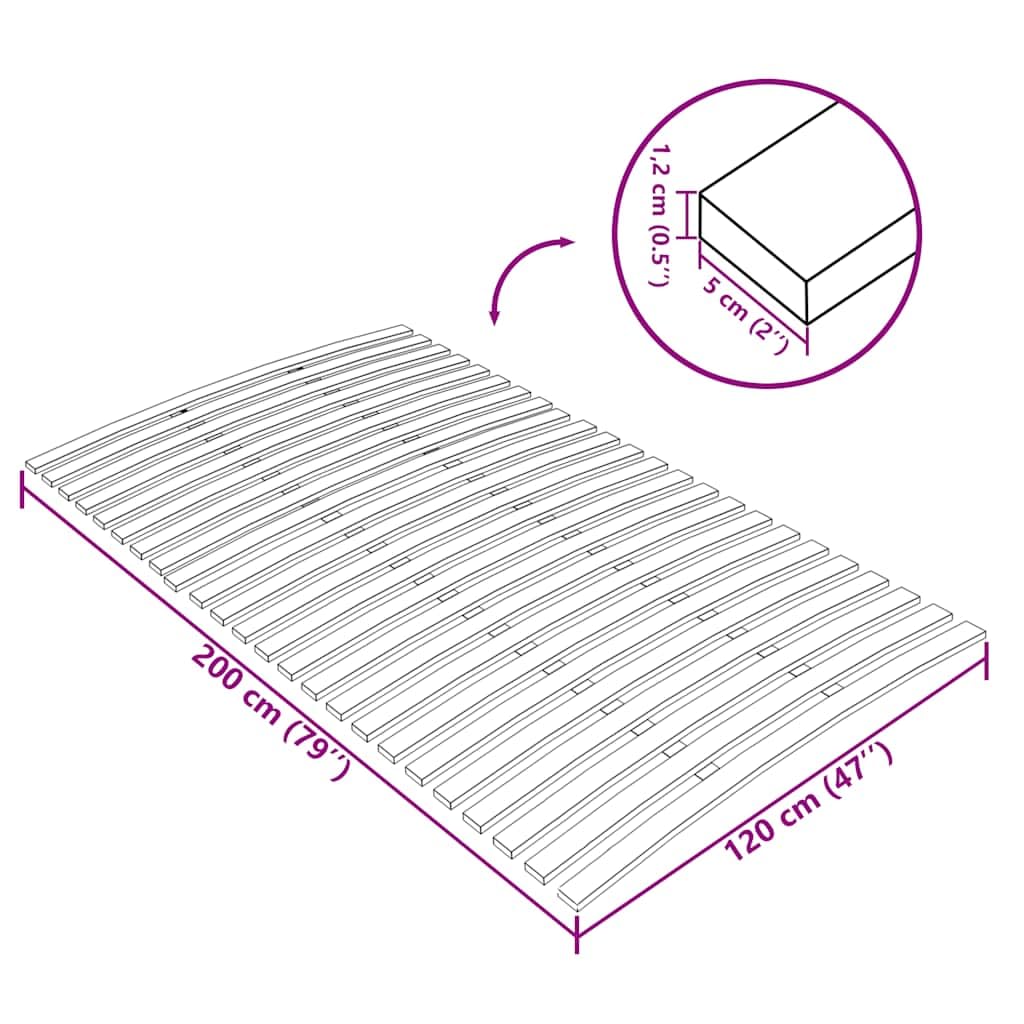 Doghe elastiche in legno di pioppo da 12 mm supporto universale per letti | Rete di ricambio per letto con 24 doghe 120x200 cm, supporto doghe in legno di pioppo pieghevole materasso, base elastica per