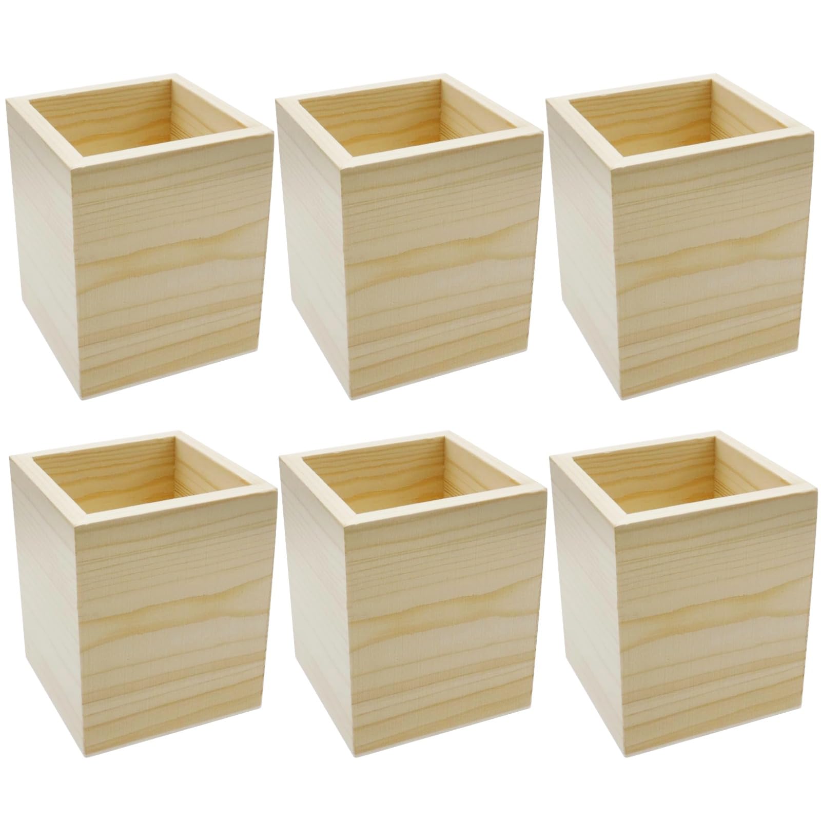 Generisch 12 szt. uchwytów na długopisy z drewna sosnowego, nieobrobione, kwadratowe organizery na biurko, akcesoria do majsterkowania, pojemnik na ołówki, 8 x 9 x 9 cm, do biura i domu