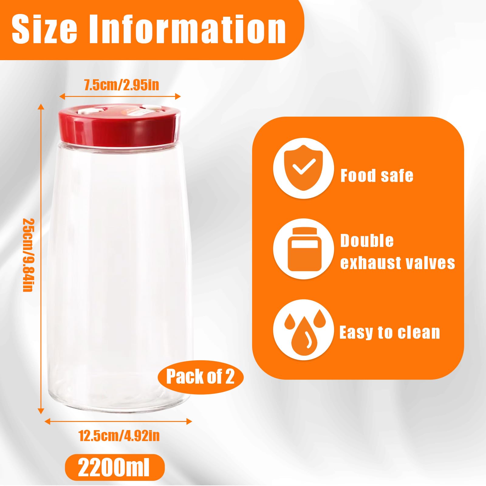 YUEYEE Fermentatiepotten 2 stuks 1L Kimchi Container, fermenteerpot met 2 luchtontluchtingsopeningen Perfect voor fermentatie voor Kimchi Zuurkool Zuurdesem Starter Mason Potten met Deksels