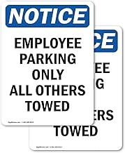 (2 Pack) Employee Parking Only All Others Towed OSHA Notice Sign 5 Inch X 3.5 Inch Vinyl Label Decal Sticker Weather Resistant, UV Protected for Workplace, Business, Construction Site, Made in the USA