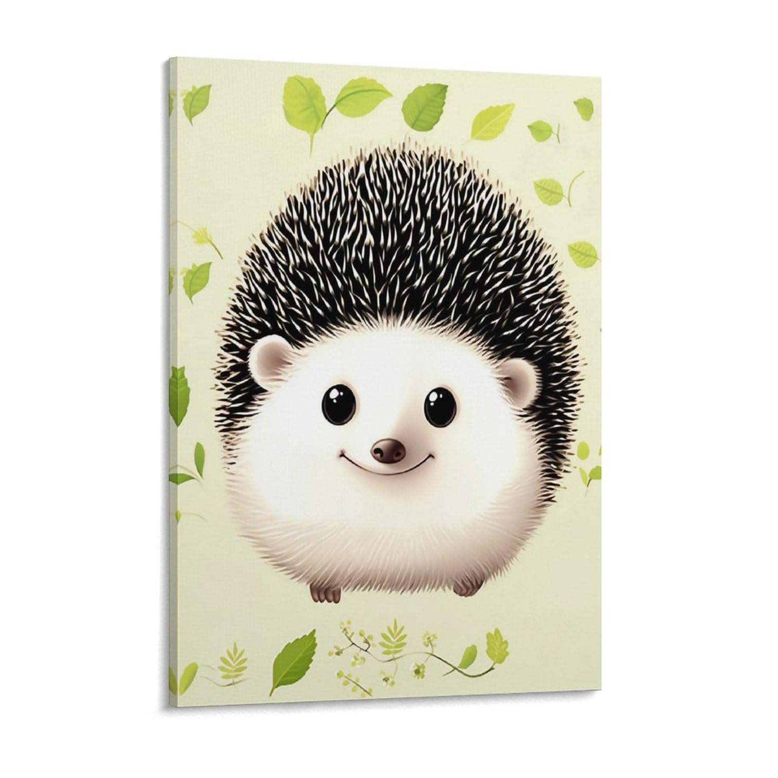 NTVOWPZO Cute Hedgehog Canvas Wall Art for Bedroom 12x16inch Canvas Prints Artwork for Walls Modern Picture Artwork Painting for Living Room Aesthetic Wall Paintings for Bathroom Kitchen Office Decor