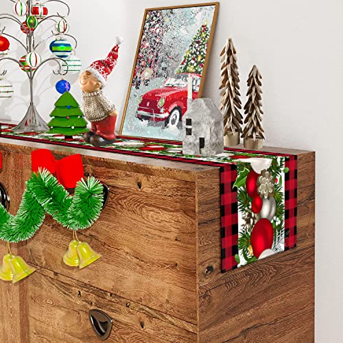 Red Black Buffalo Check Plaid Christmas Table Runner Seasonal Winter Holiday Kitchen Merry Xmas Dining Table Farmhouse Style Decoration 13 X 72 Inch #TOP2