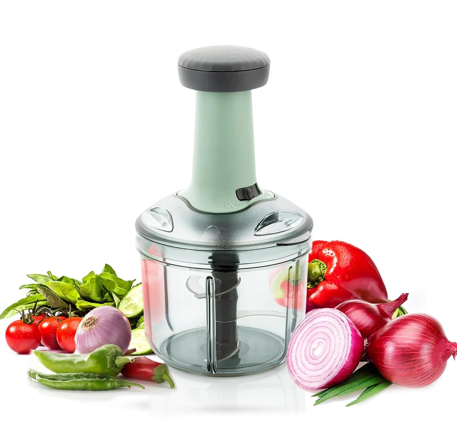 Prayati Manual Hand Press Push Chopper with 4 Blades for Effortless Chopping Vegetables&Fruits (Assorted, 900 Ml, Plastic), (B0D83G97C3) Amazon Price History, Amazon Price Tracker
