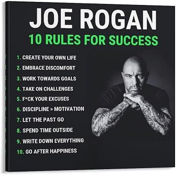 MOJDI Joe Rogan Inspirational Quotes Wall Art Deco Poster 5 room Aesthetic Poster Canvas Painting Wall Art Poster for Bedroom Living Room Decor 12x12inch30x30cm Frame-style
