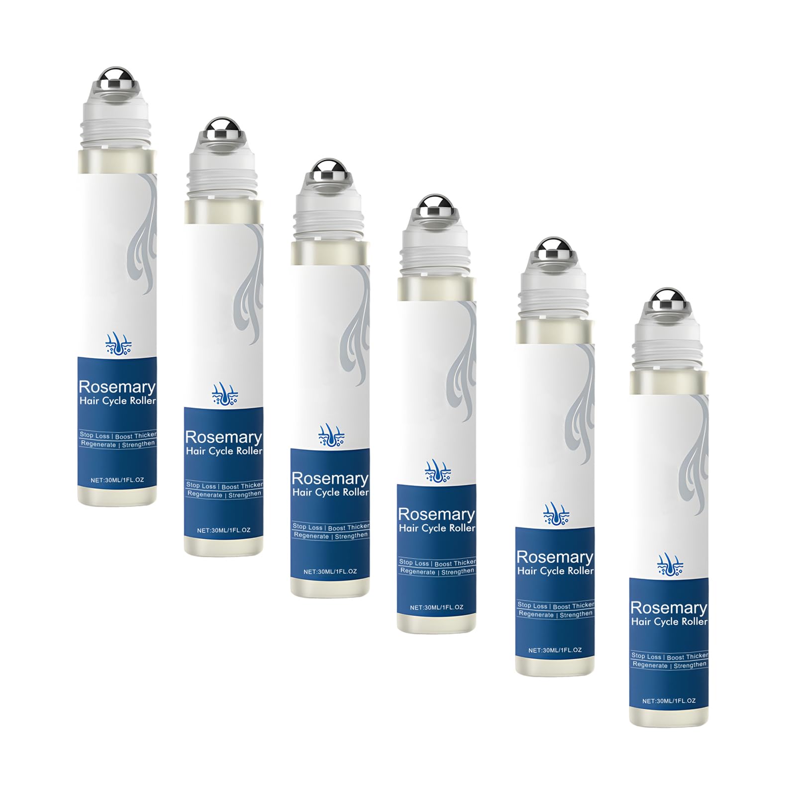 Haarwuchsserum Roll-On mit Rosmarin, Serum für krauses Haar, reduziert Haarausfall und stärkt die Haarfollikel für dickeres, erfrischtes Haar, für alle Haartypen geeignet (6pcs)