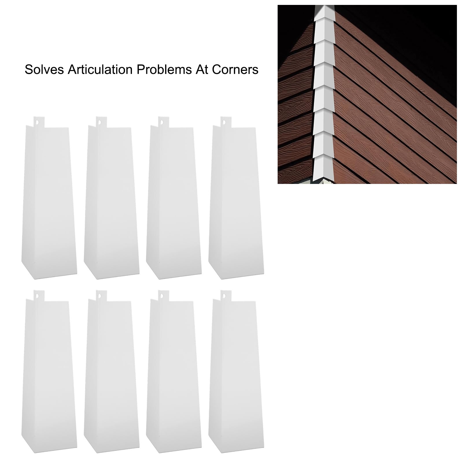 HUASON 8 Piezas de Esquinas Exteriores de Aluminio para Revestimiento, Moldura de Esquina Exterior de 8 Pulgadas con Tornillos para Exteriores de Casas Móviles, Blanco