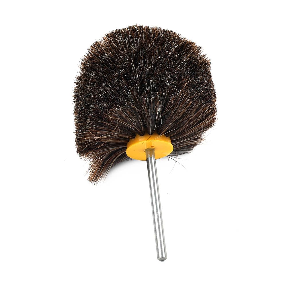 Bacar 4" Horse Hair Brush for Leather, Horsehair Drill Brush, Soft Bristle Polishing Wheel Brush, Drillbrush Attachment Scrubber Rotary Tool for