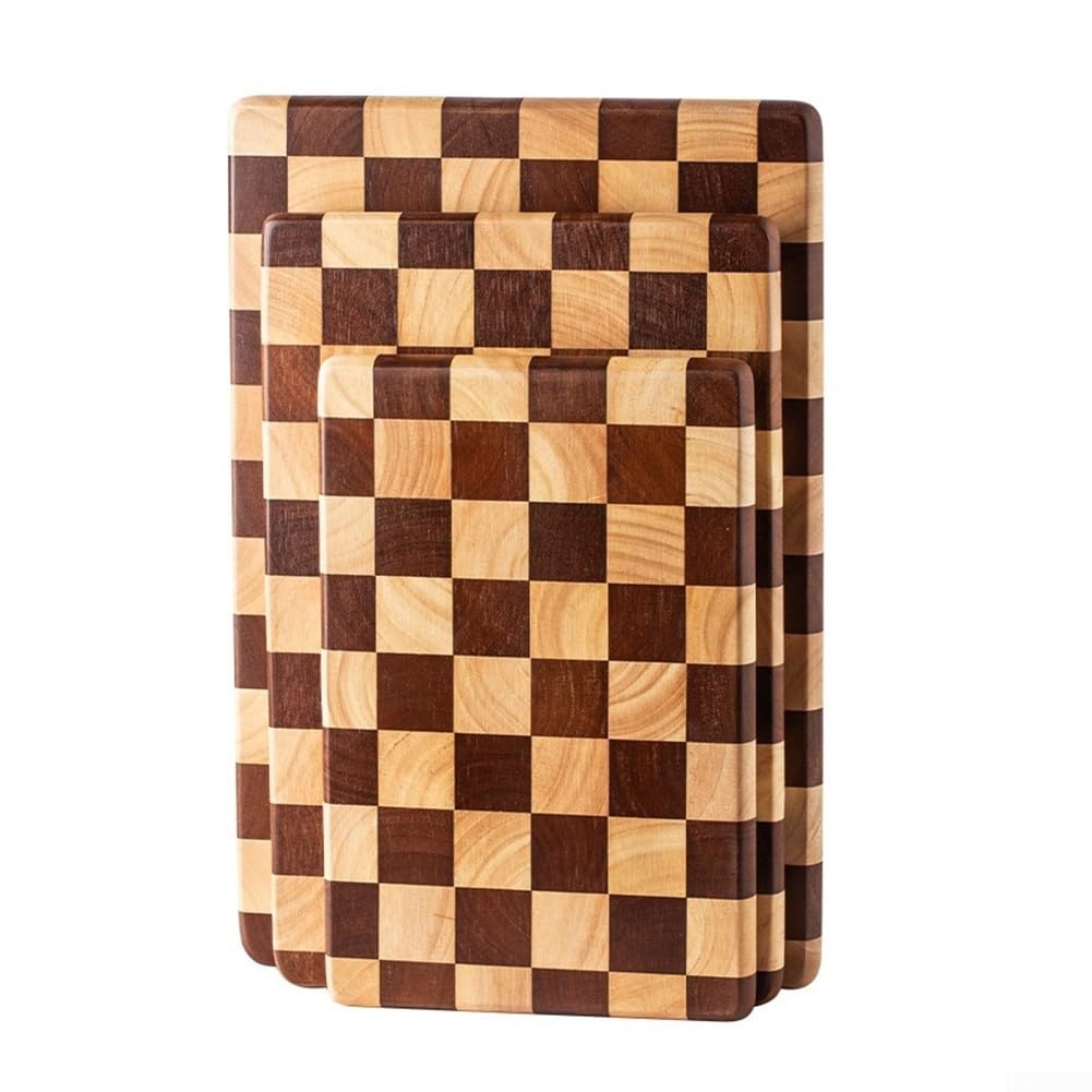 Tagliere in legno di caucciù naturale, spessore 2,8 cm, robusto (L)