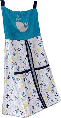 Blue Whales Anchors - Juego de ropa de cama para cuna de bebé, 7 piezas, juego de ropa de cama unisex (1 bolsa apiladora de pañales)