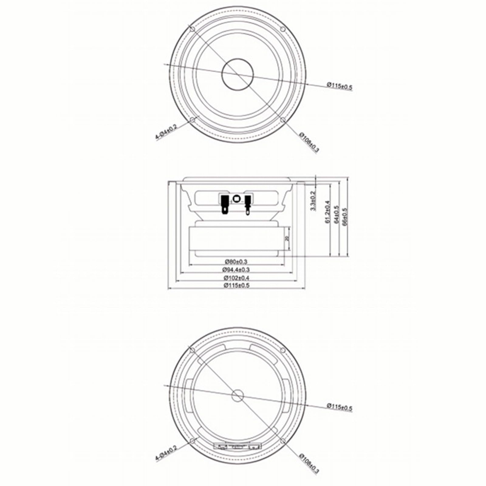 Subwoofer rotondo da 10,2 cm, qualità da studio, 4 Ohm, 25 W