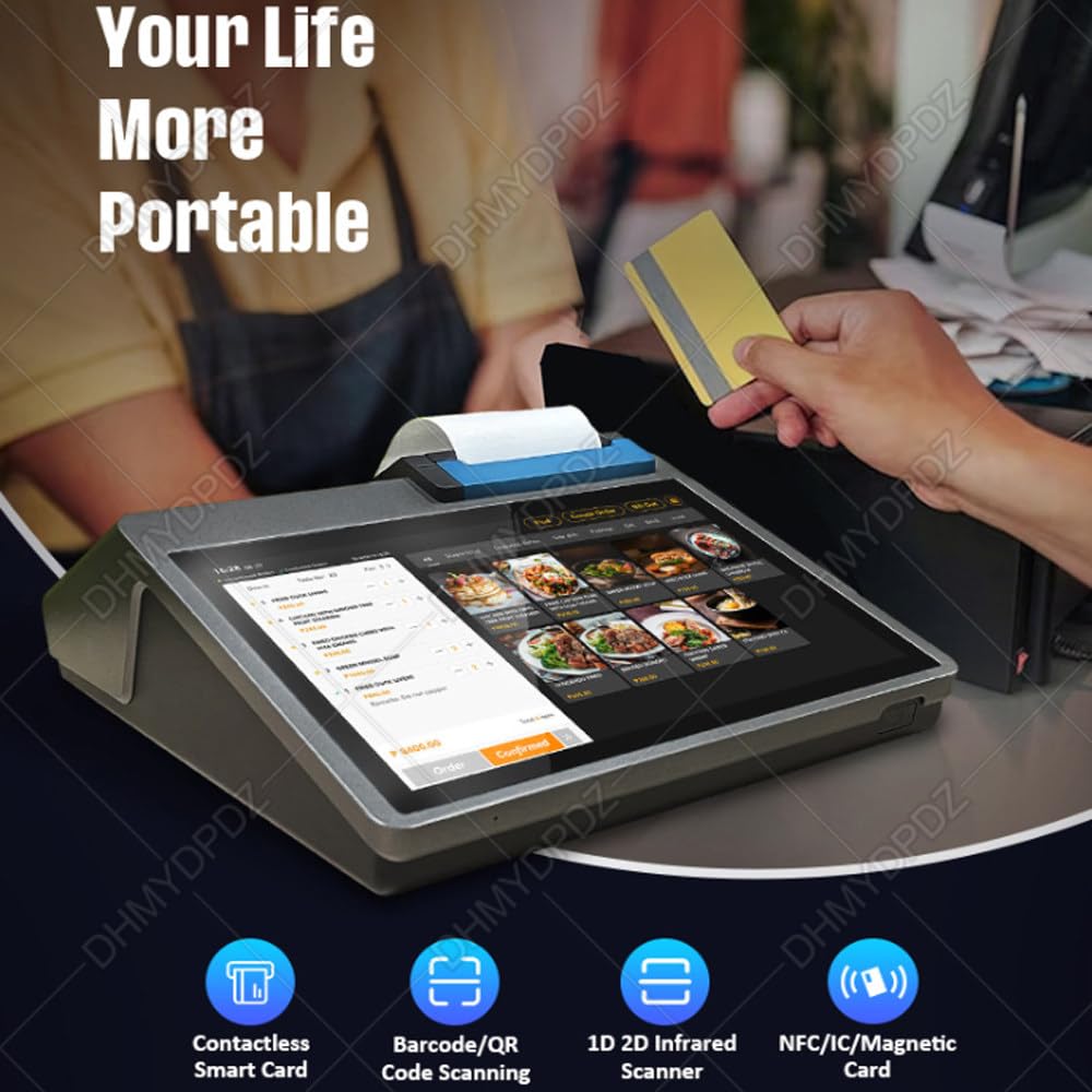 Registratore di Cassa Touch Screen da 10.1 Pollici,registratore di Cassa Pos,Terminale POS Tutto in Uno con Stampante, Personalizzabile Come Uno Smartphone, per Ufficio e Ristorante