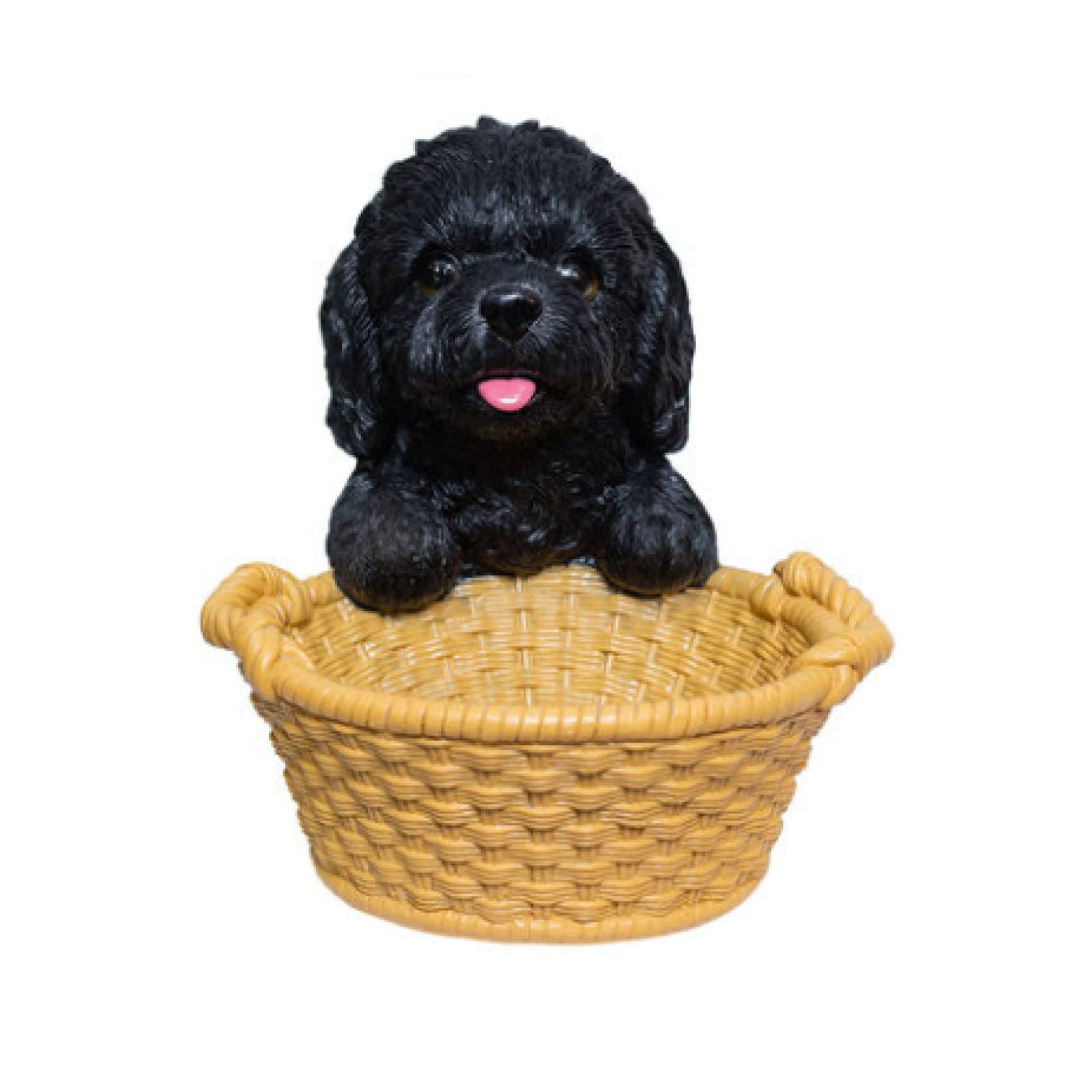Statue Chien Teddy Noir Objet Décoratif et Boîte de Rangement : Idée Cadeau Idéale pour Salon