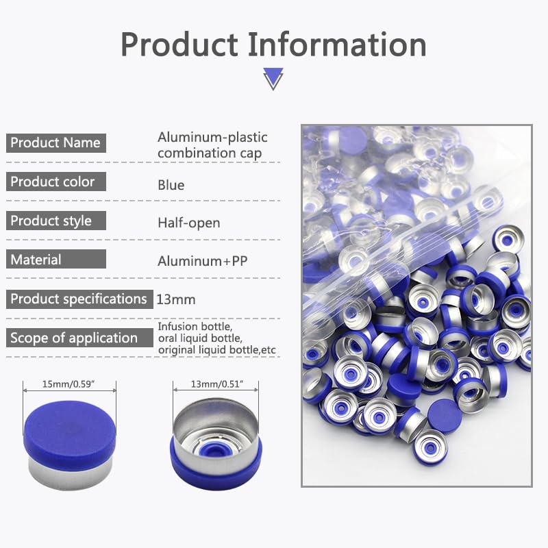 13mm Flip Off Caps, 100 Pcs Flip Off Caps Flip Off Seals Flip Off Vial Seals Plastic Aluminum Caps Cover for Glass Vial (13mm)