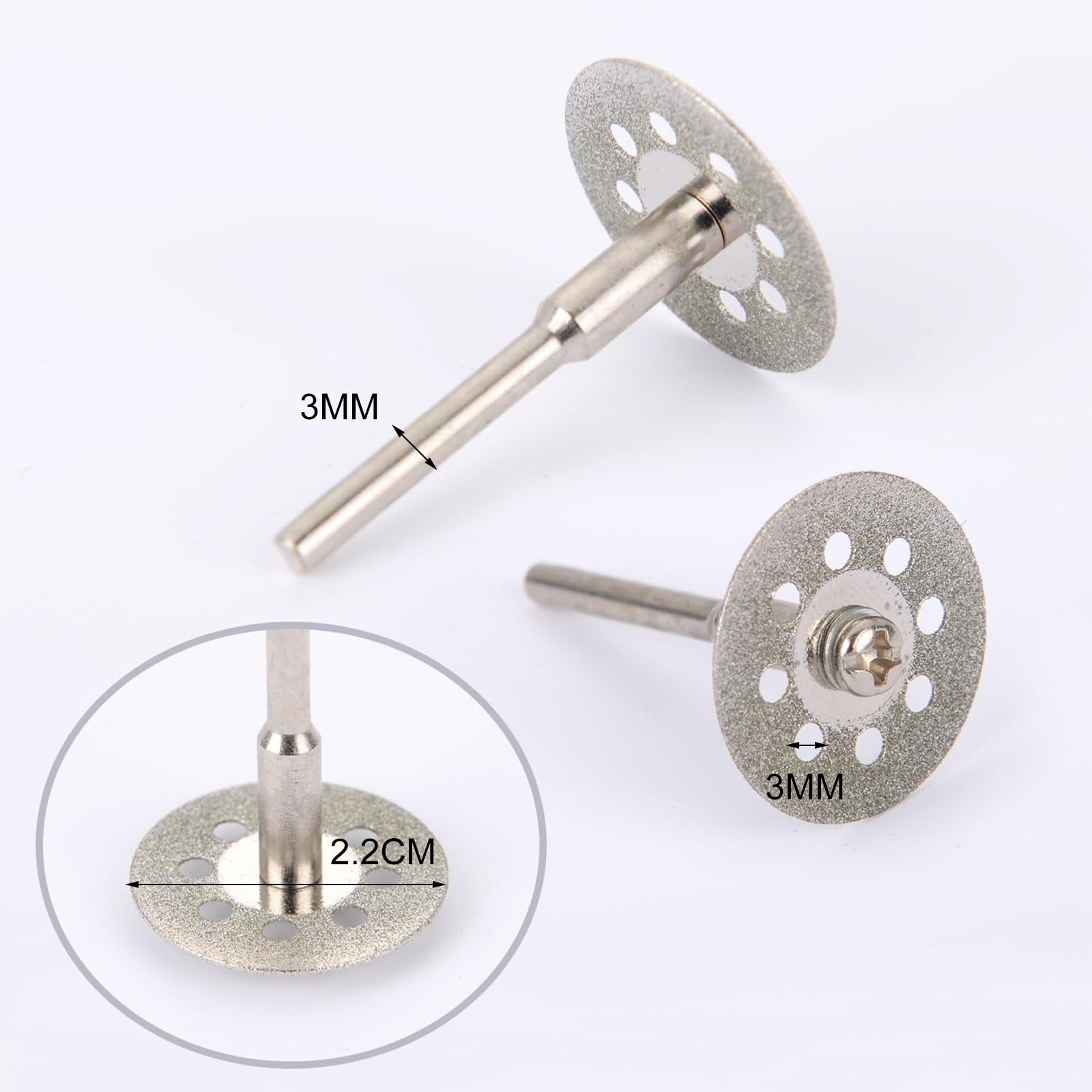 22 mm Dischi Diamantati Mini di Tagliante Sega Vetro Gemma di Pietre Preziose e Asta Asse, 12 Pezzi
