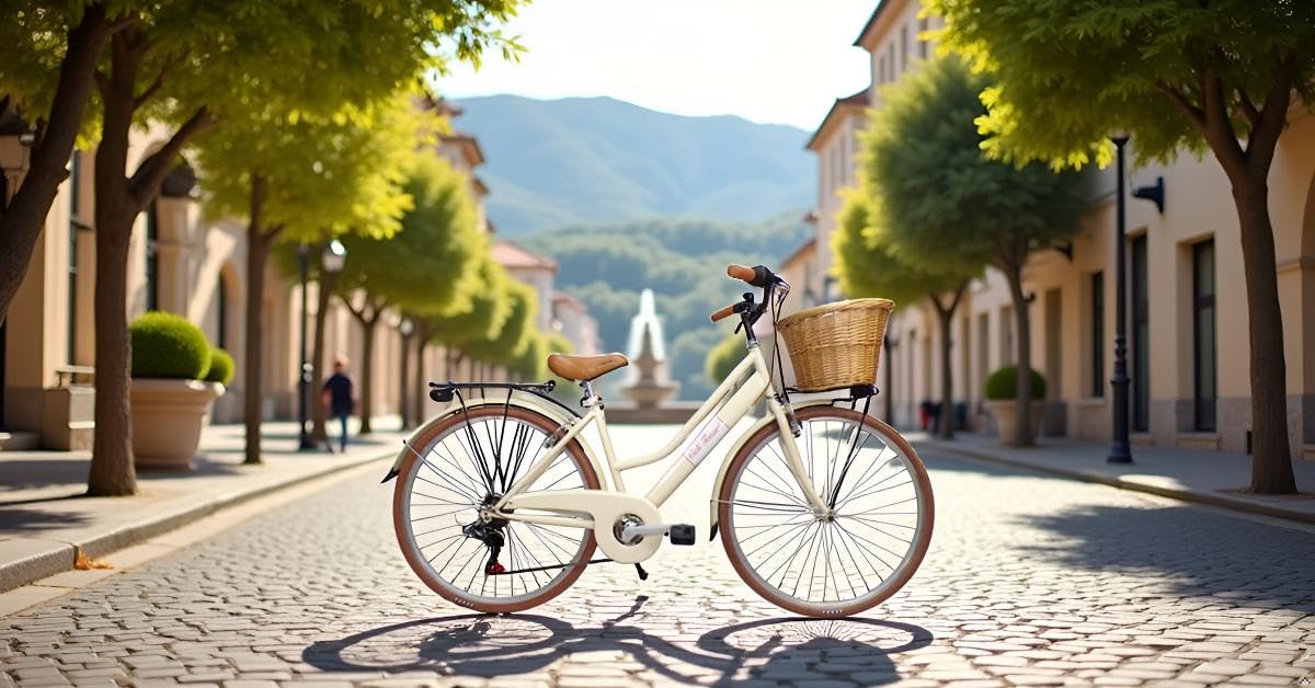 Bicicleta de mujer, de ciudad, de paseo de 28 pulgadas, vintage, retro, cesta de mimbre
