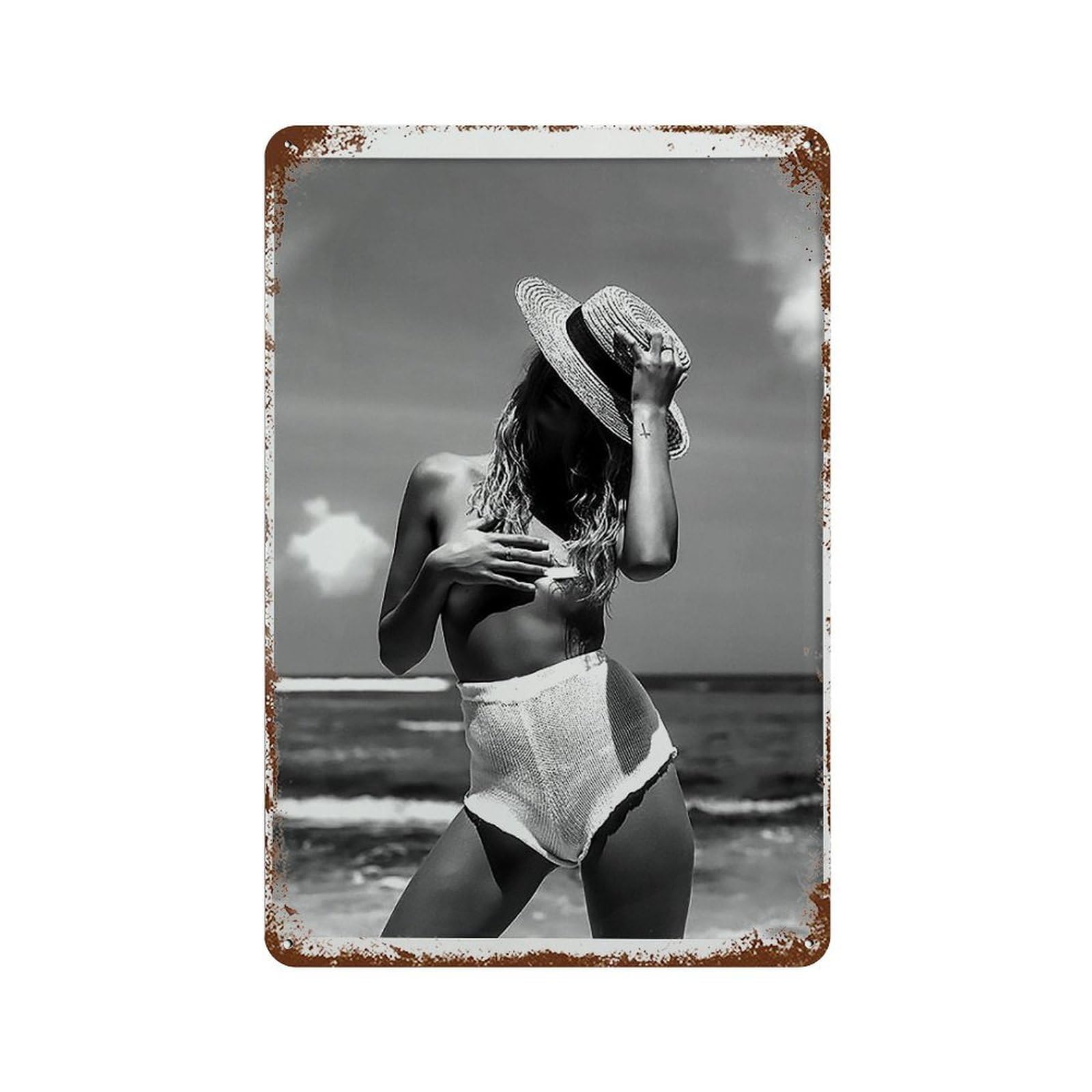 xiaoxiaoshen Coastal Cowgirl Retro Western Fashion, Black And White Wall Decor Art Metal Tin Poster Modern Home Decor Art Home Bar Shop Decorations Vintage Sign 30x20cm